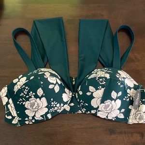 Women’s 2piece swimsuit - dark teal and cream. Size OX